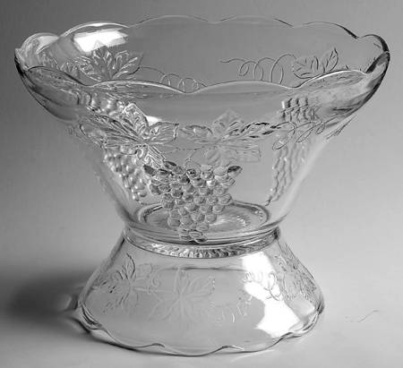 Vintage Clear Punch Bowl with Stand by Anchor Hocking