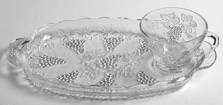 Vintage Clear Snack Plate & Punch/Cup Set