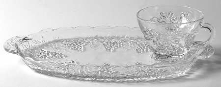 Vintage Clear Snack Plate & Punch/Cup Set by Anchor Hocking