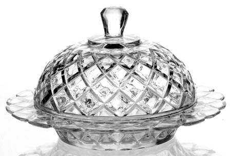 Waterford Clear Round Covered Butter