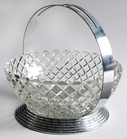 Waterford Clear Large Fruit Bowl & Metal Holder