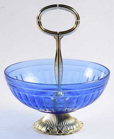 Aurora Cobalt Blue Handled Footed Nut Dish HC