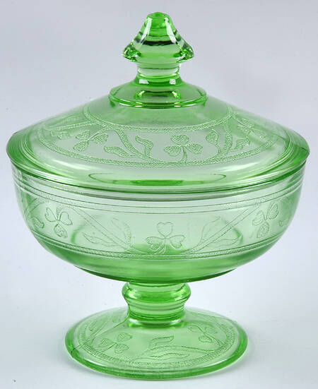 Cloverleaf Green Candy Jar & Lid