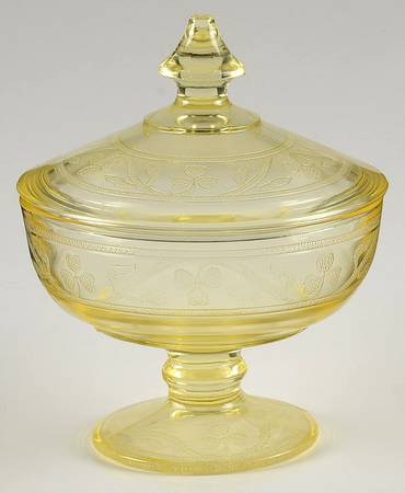 Cloverleaf Yellow Candy Jar & Lid