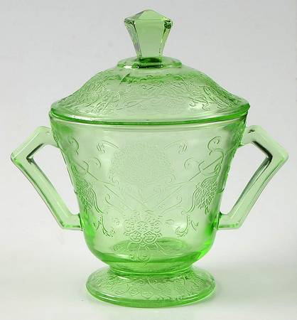 Florentine 2 Green Sugar Bowl & Lid