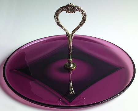 Moroccan Amethyst Sandwich Plate with Metal Handle