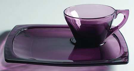 Moroccan Amethyst Square Snack Plate and Cup Set