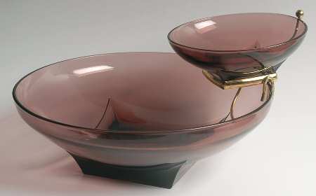 Moroccan Amethyst Chip & Dip Bowls with Metal Holder