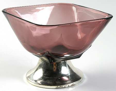 Moroccan Amethyst Square Bowl 5" with Metal Base