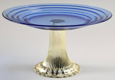 Moderntone Cobalt Blue (Transparent) Metal Pedestal Cake Stand HC