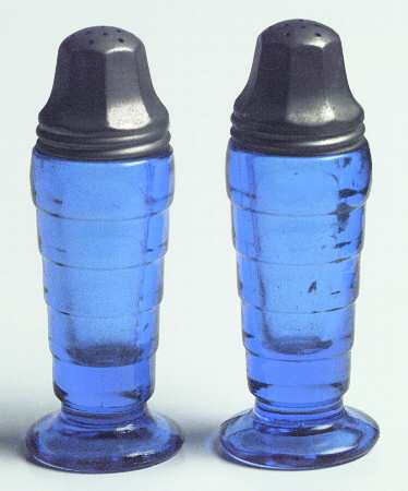 Moderntone Cobalt Blue (Transparent) Footed Shaker Set & Metal Lids