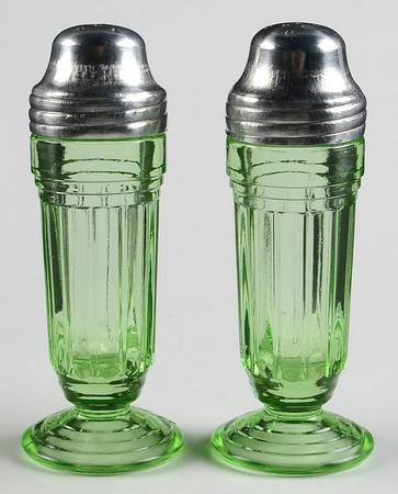 New Century Green Footed Shaker Set & Metal Lids