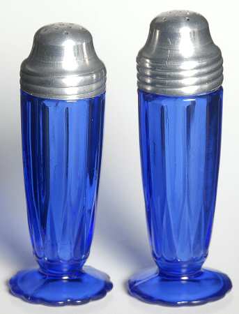 Newport Cobalt Blue Footed Shaker Set & Metal Lids