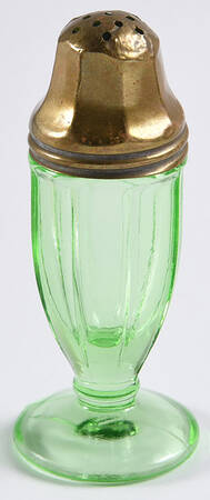 Ribbon Green Footed Shaker & Metal Lid