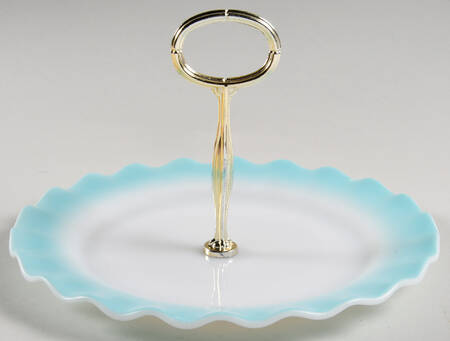 Ripple Blue Serving Plate with Center Handle HC