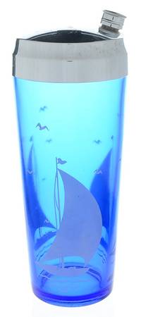 Ships Blue with White Cocktail Shaker & Lid