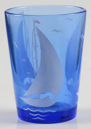 Ships Blue with White Shot Glass