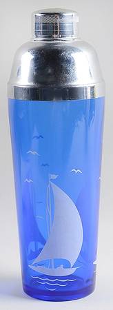 Ships Blue with White Cocktail Shaker & Lid