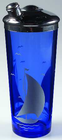 Ships Blue with White Cocktail Shaker & Lid