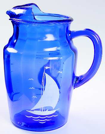 Ships Blue with White 86 Oz Ice Lip Pitcher