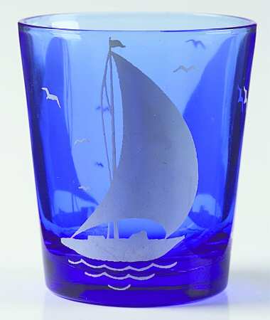 Ships Blue with White 4 Oz Flat Tumbler