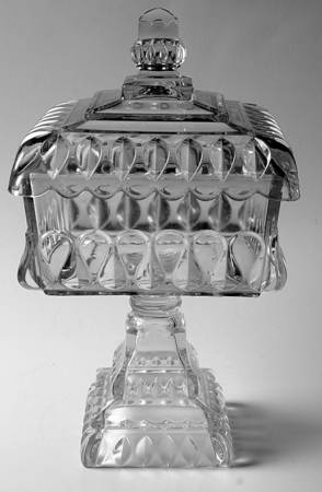 Crystal Wedding 11" Square Compote & Lid
