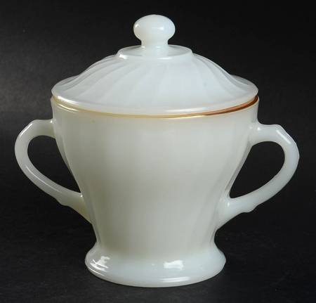 Swirl Golden Shell Lustre Sugar Bowl & Lid