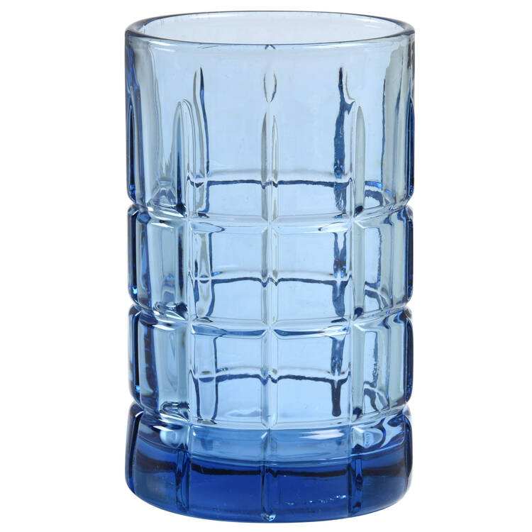 Tartan Cobalt Flat Juice Glass