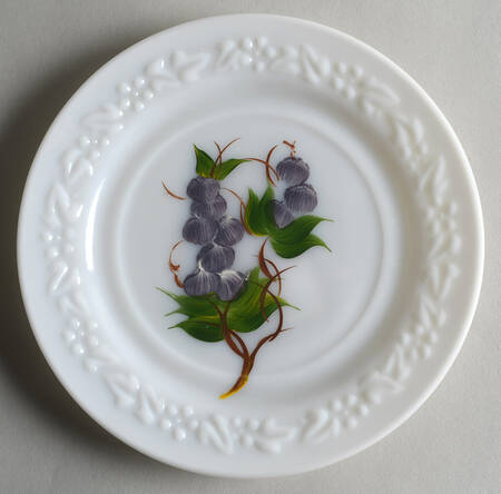 Embossed Floral Milk Glass Dinner Plate