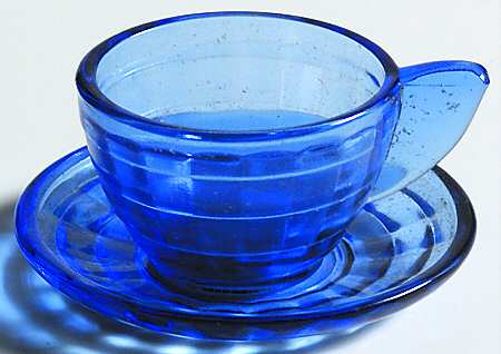 Stacked Disc and Panel Cobalt Child's Cup & Saucer Set