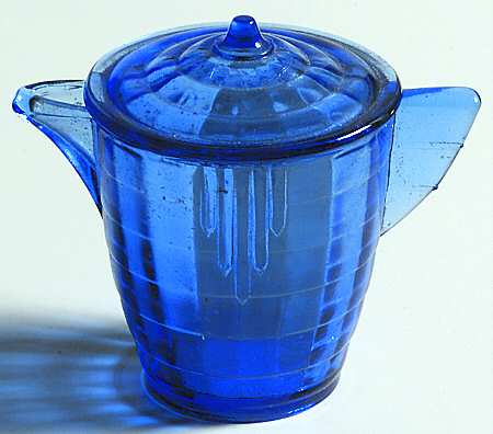 Stacked Disc and Panel Cobalt Child's Teapot & LId