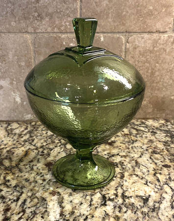 Pebbletone Green Candy Dish & Lid