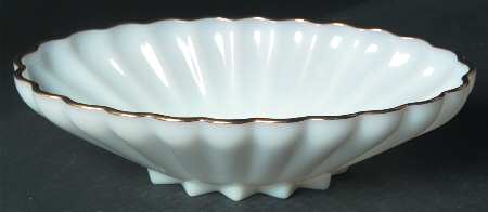 Classic Milk Glass (Gold Trim) 12" Oval Bowl