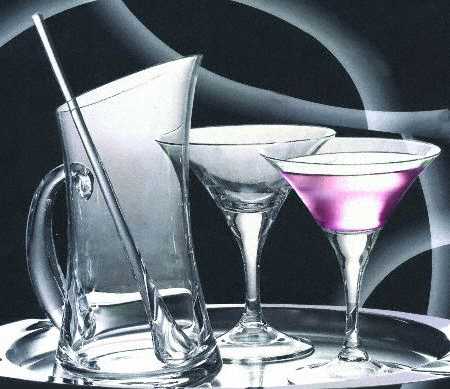 Upstairs Martini (5 Pc) Martini Set (Pitcher,2 Martinis,Metal Tray)