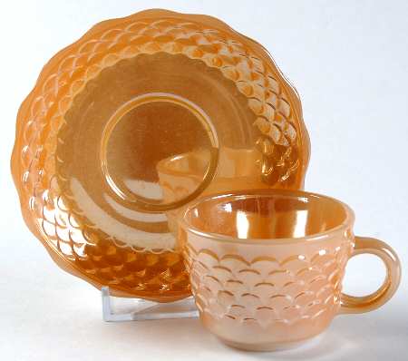 Peach Lustre Fish Scale Demitasse Cup & Saucer Set
