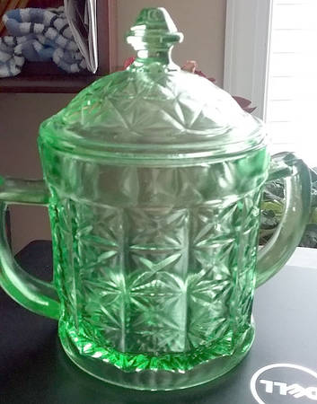 X Design Green Sugar Bowl & Lid