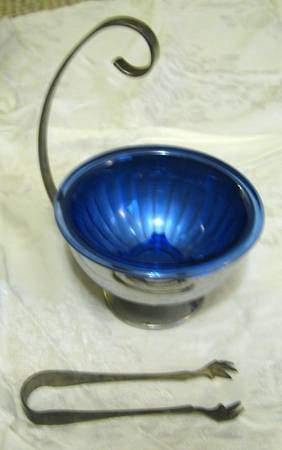 ATC14 Cobalt 7" Mixing/Ice Bowl w/Metal Stand & Tongs