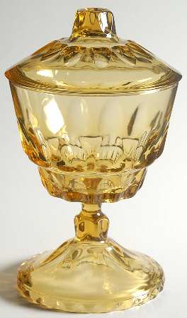 Reflection-Amber Footed Candy Dish & Lid