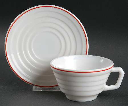 Moderntone Platonite Red Stripe Cup & Saucer Set