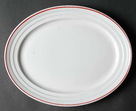 Moderntone Platonite Red Stripe 12" Oval Platter