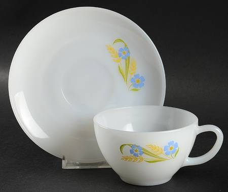 Blue & Gold Floral Cup & Saucer Set