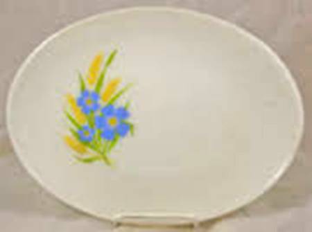 Blue & Gold Floral Under 13" Platter