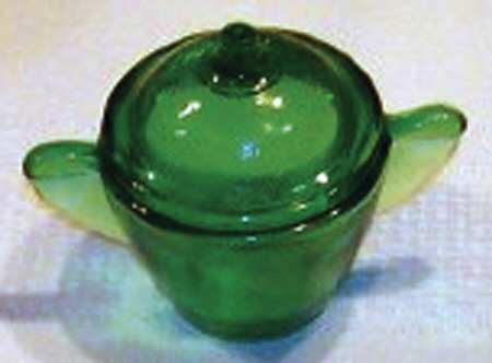 Stippled Band Green Toy Sugar & Lid