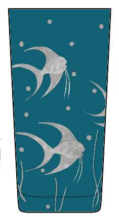 Fish L'Art Deco Peacock (Teal) Highball Glass