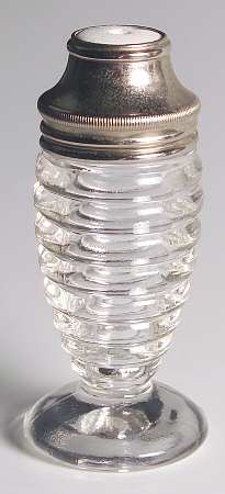Concentric Rings Clear Footed Shaker & Metal Lid