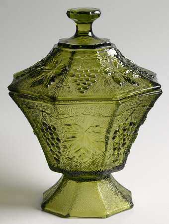 Vintage Green (Avocado) Candy Dish & Lid
