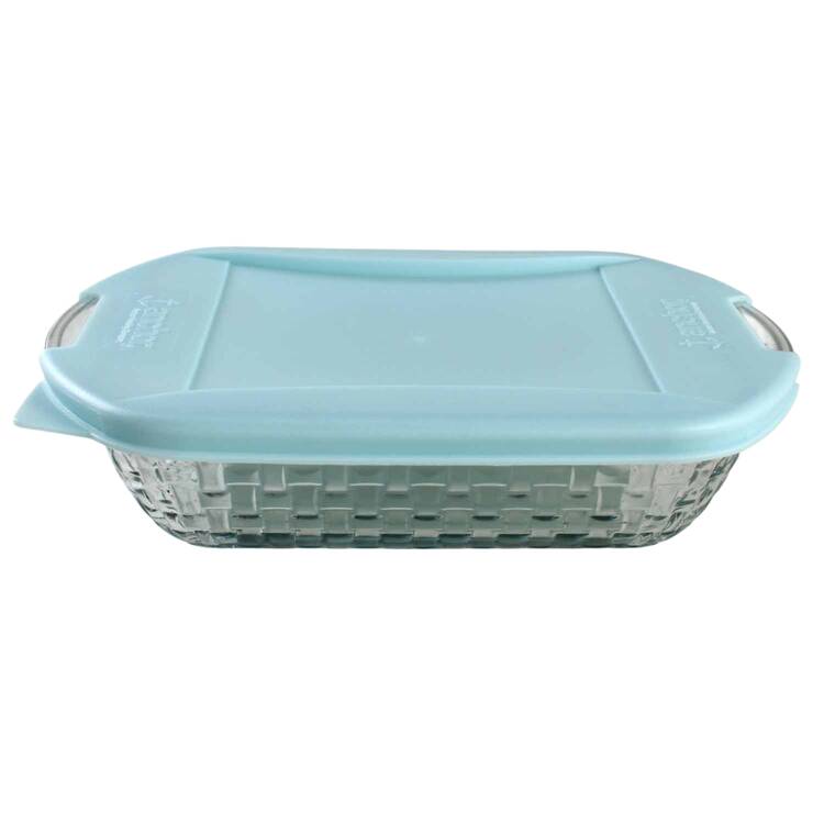 Basketweave Square Baker & Plastic Lid