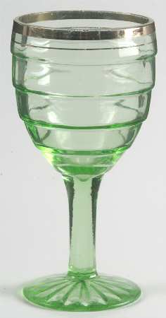 Block Optic Green (Gold Trim) Wine Glass