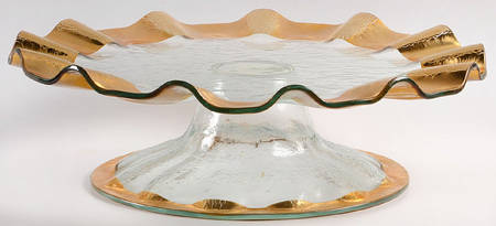 Ruffle Gold 14" Diameter Pedestal Cake Stand