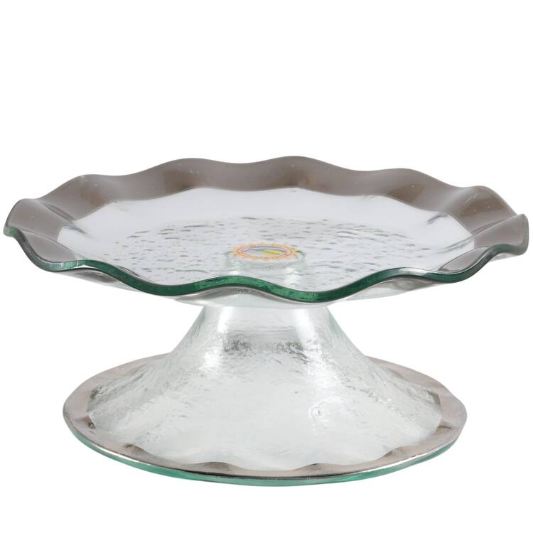 Ruffle Platinum 9" Diameter Pedestal Cake Stand